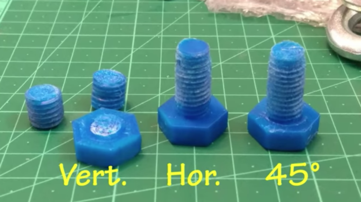 3Dプリンター製のボルトの作り方による強度の違い